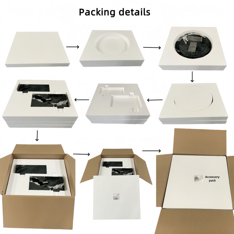 Coffee table packing set with foam inserts and cardboard boxes