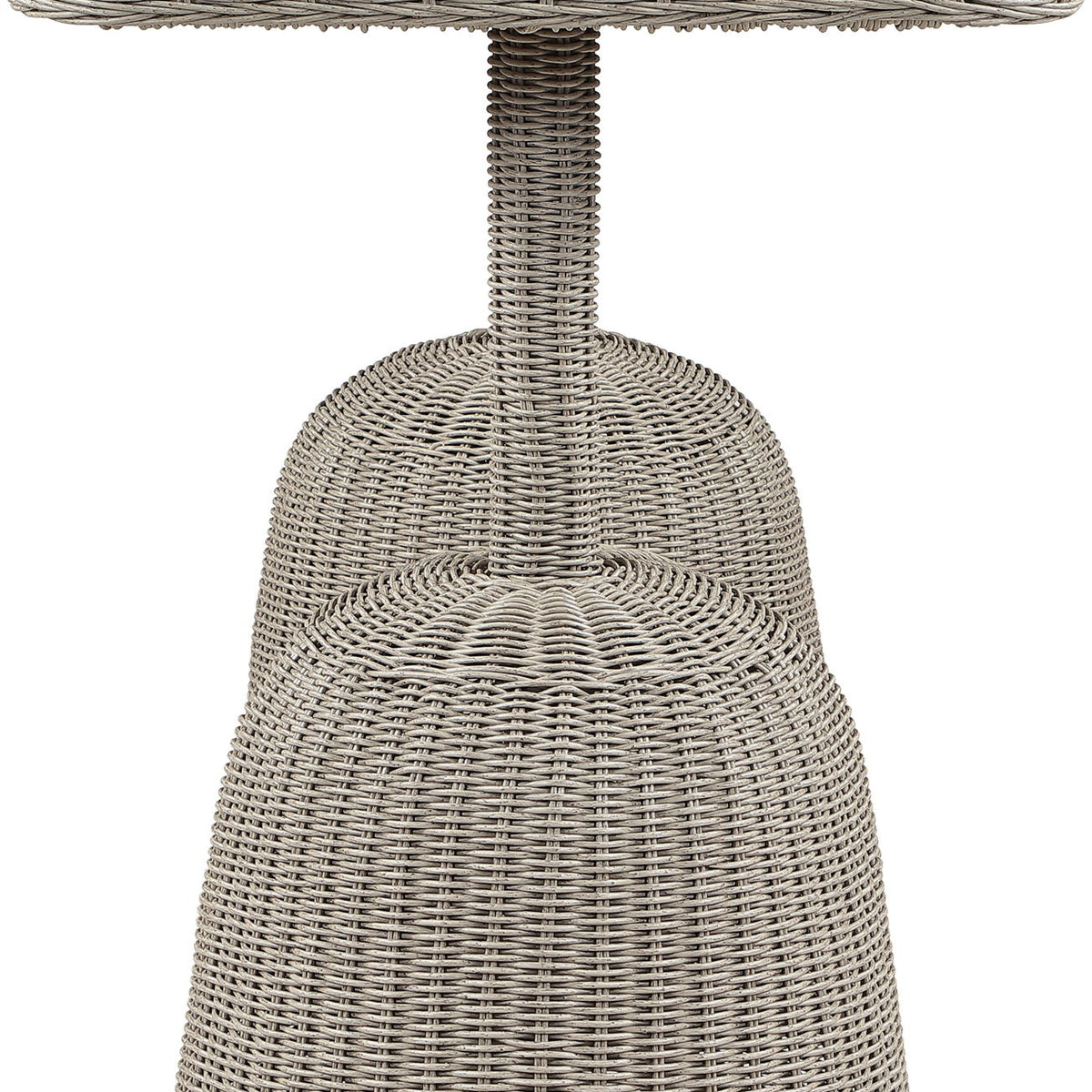 Seacrest - Tempered Glass Top And Wicker Outdoor Patio Bar Height Table