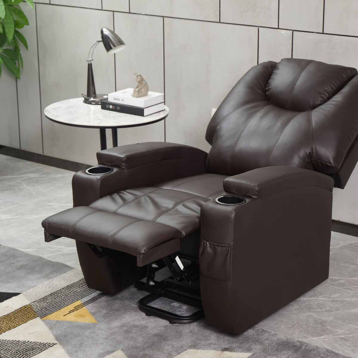 Modern Recliner Chair With Cup Holders, Remote Control