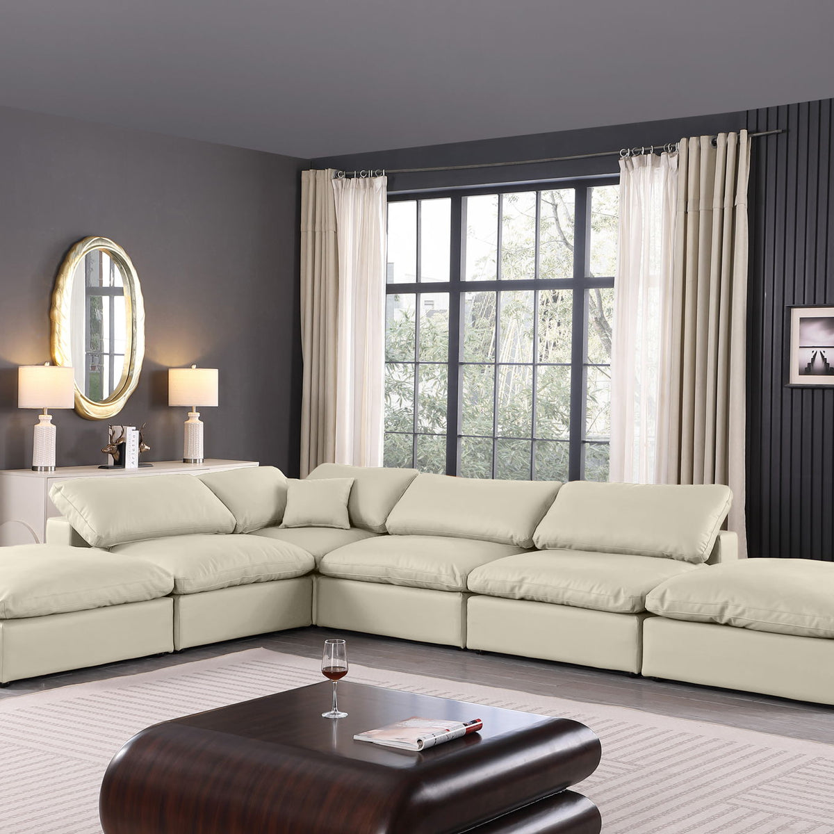 Comfy - 6 Piece Faux Leather Modular Sectional