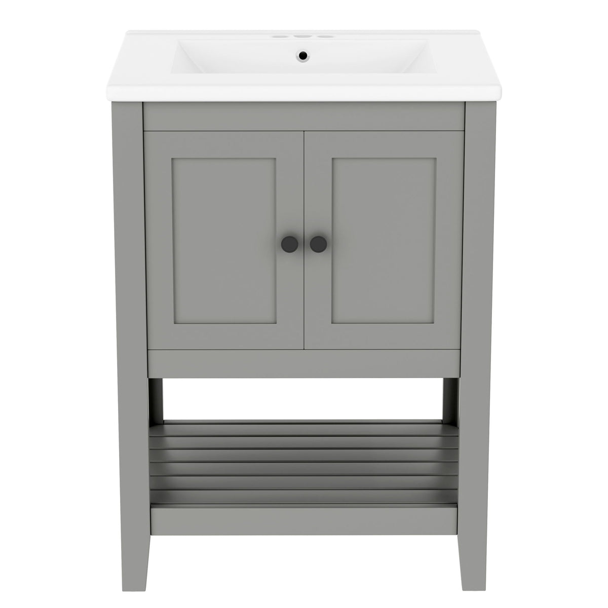 Modern Bathroom Vanity With Sink And Open Shelf