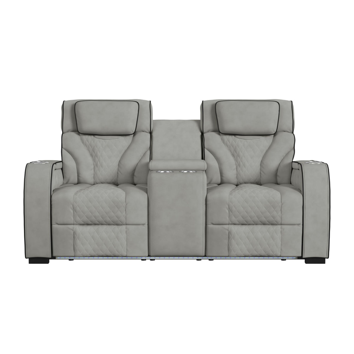 Blitz - Motion Loveseat With Console, And LED