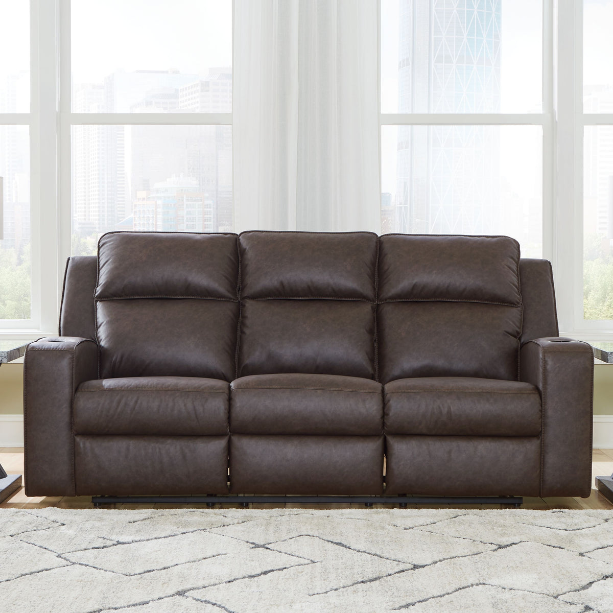 Lavenhorne - Rec Sofa W/Drop Down Table - Granite