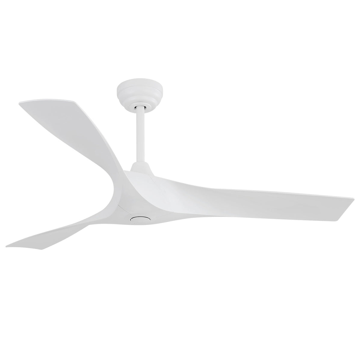 White 4-blade ceiling fan with flush mount on ceiling