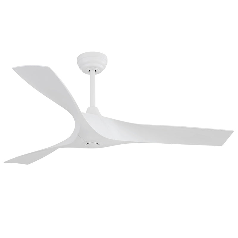 White 4-blade ceiling fan with flush mount on ceiling