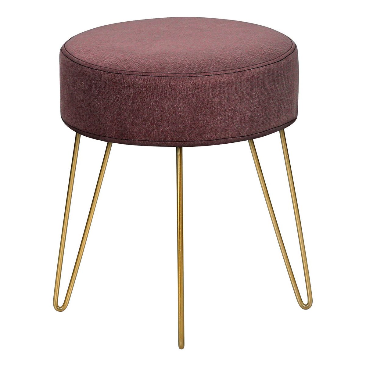 Ottoman, Pouf, Footrest, Foot Stool, Round Gold Metal Legs, Contemporary, Modern