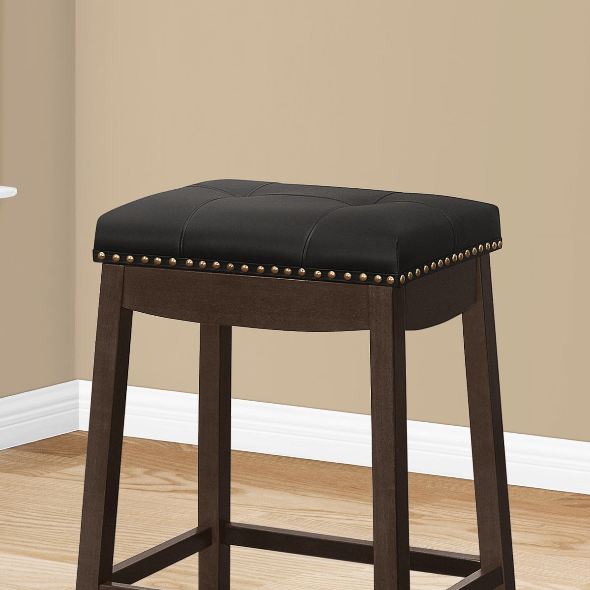 Bar Stool Counter Height, Saddle Seat, Transitional (Set of 2)