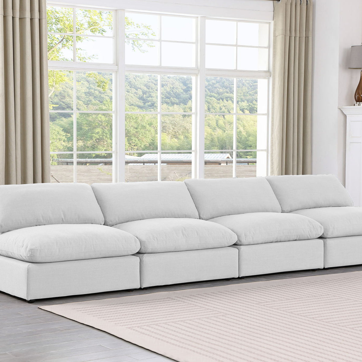 Comfy - Linen Modular Armless Sofa 4 Seats