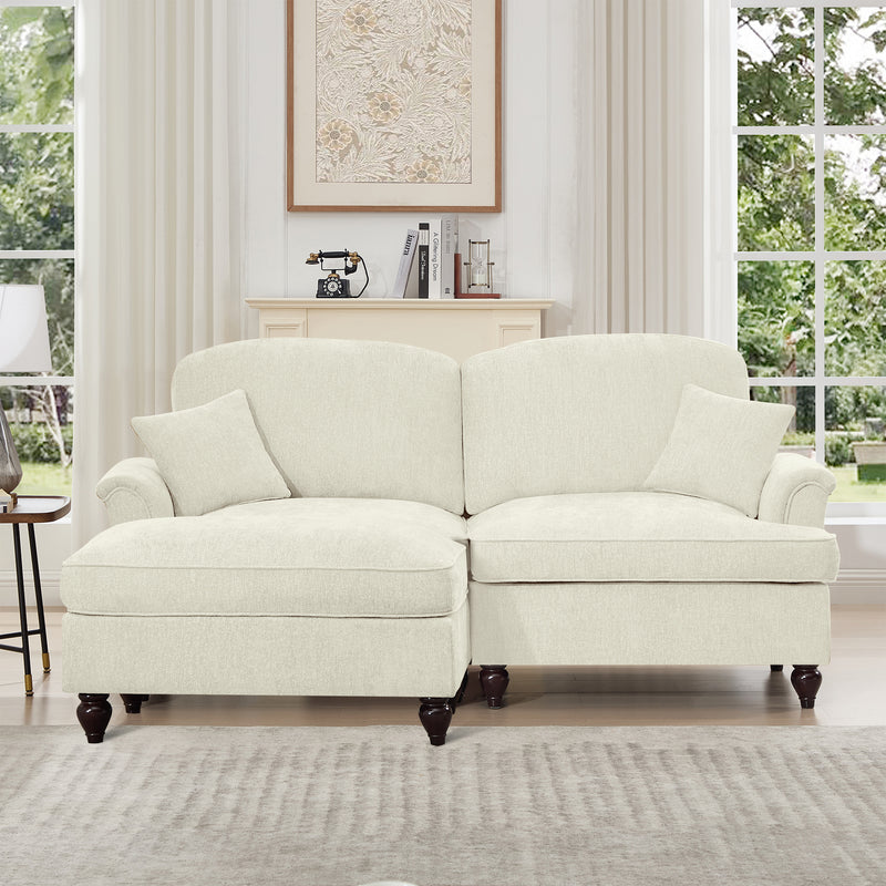 Mid-Century Chenille Loveseat - Beige Chenille