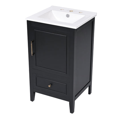 Modern Bathroom Vanity With Sink, Cabinet Storage, Drawer & Adjustable Feet