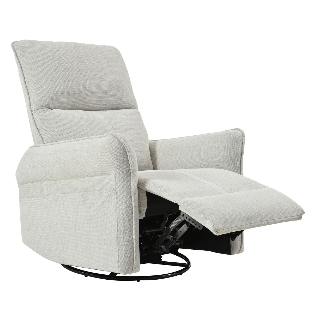 360° Swivel Rocker Recliner Chair, Swive Nursery Rocking Chair With Pull Ring, Glide Chair For Livin Room - Gray