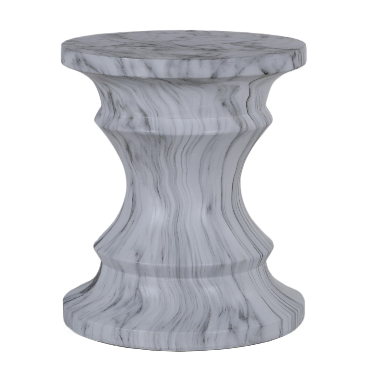 Geometric Round Outdoor End Table - Marble