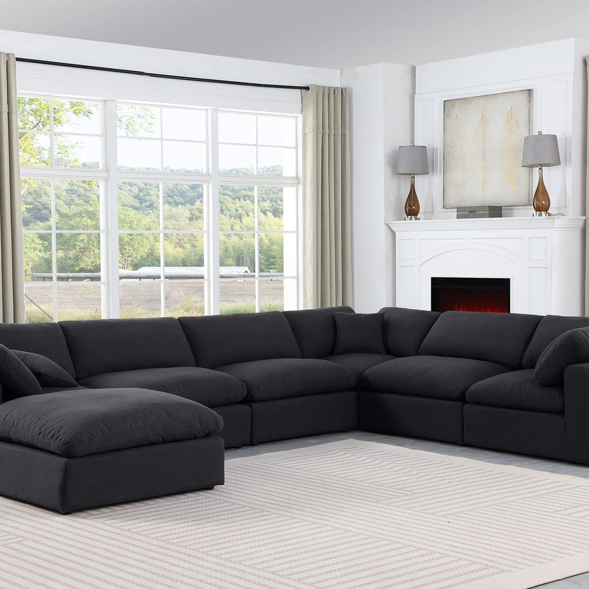 Comfy - 7 Piece Linen Modular Sectional With Chaise