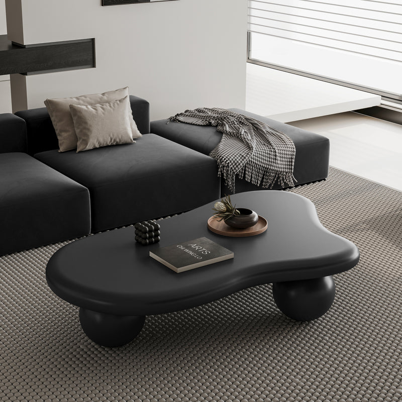 Cloud-Shaped Coffee Table Sphere Legs Black 47-inch