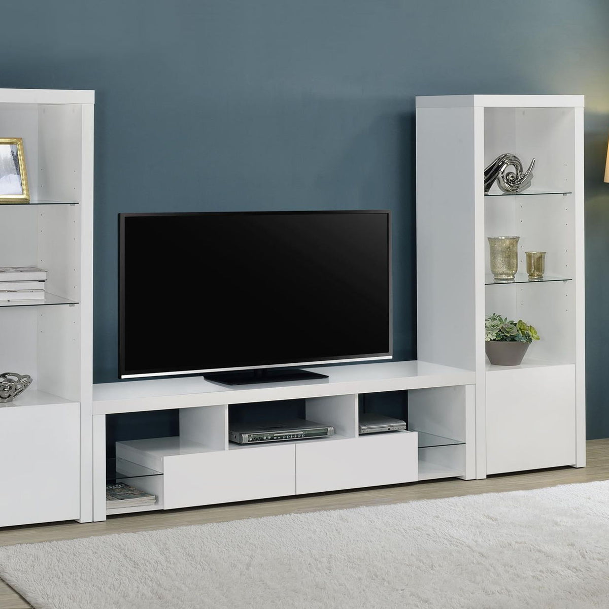 Jude 3-piece 71-inch TV Entertainment Center White High Gloss