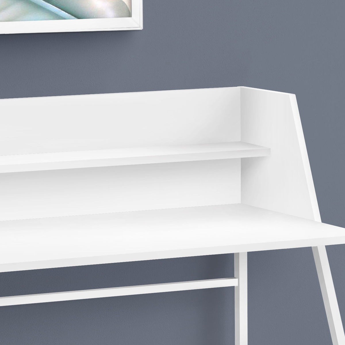 Computer Desk For Home Office, Laptop, Storage Shelves, Marble Look Contemporary & Modern