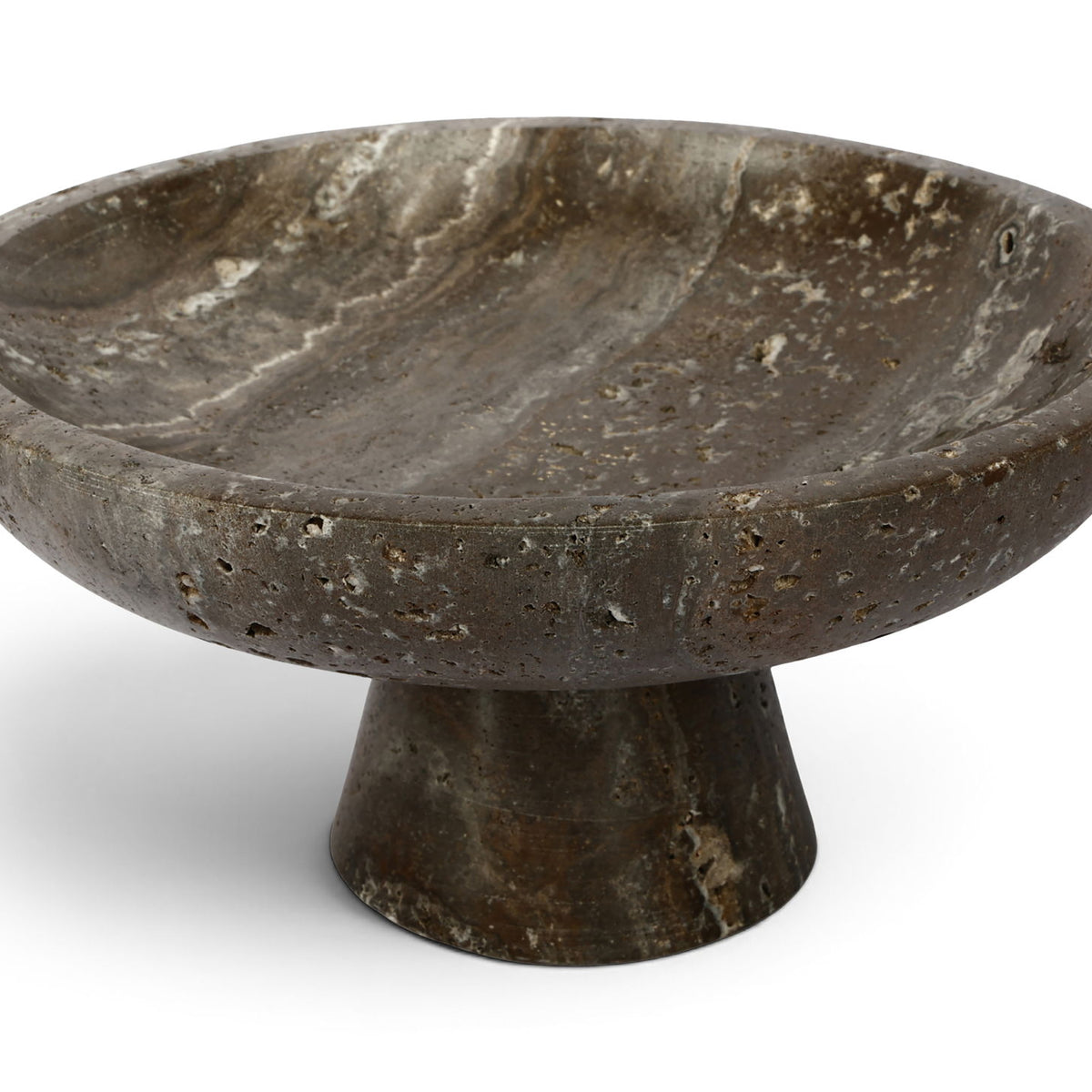 Simpson genuine marble bowl with a dark gray speckled top and pedestal base