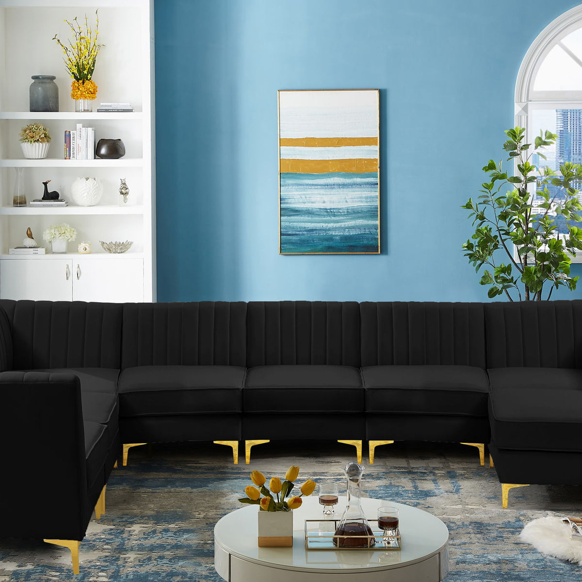 Alina - 8 Piece Velvet Modular Sectional