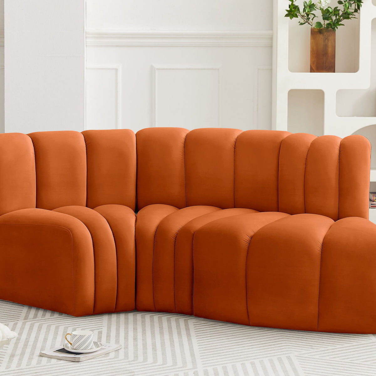 Arc - Velvet 3 Piece Modular L-Shaped Sofa