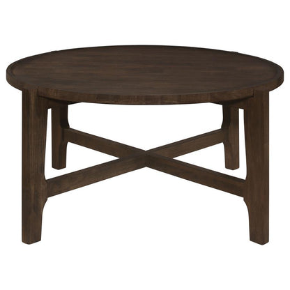 Cota - Round Solid Wood Coffee Table - Dark Brown