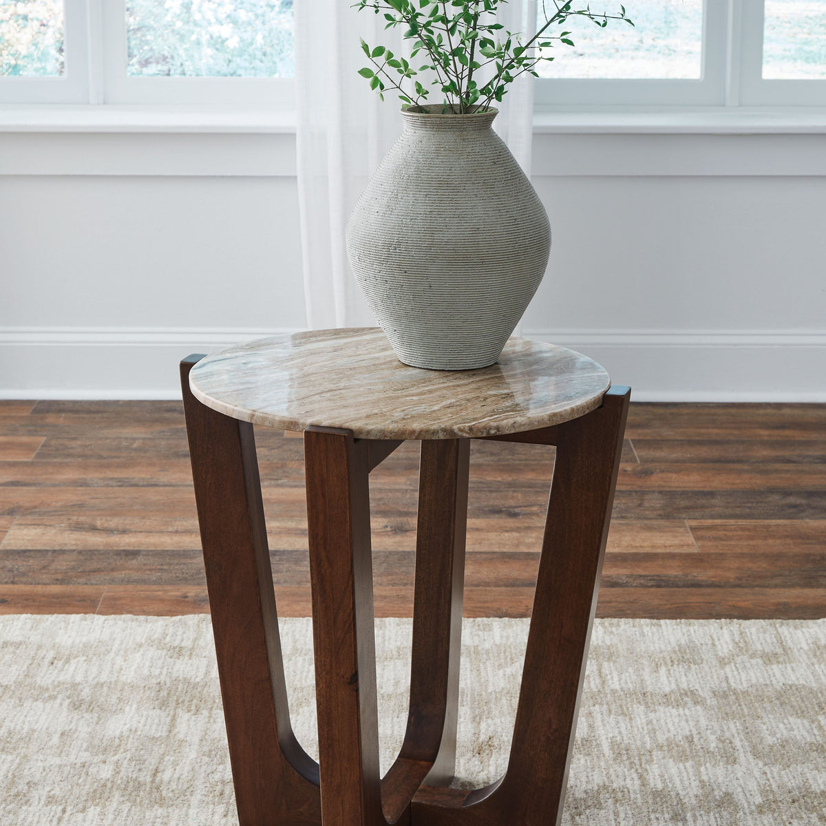 Tanidore - Round End Table - Warm Brown