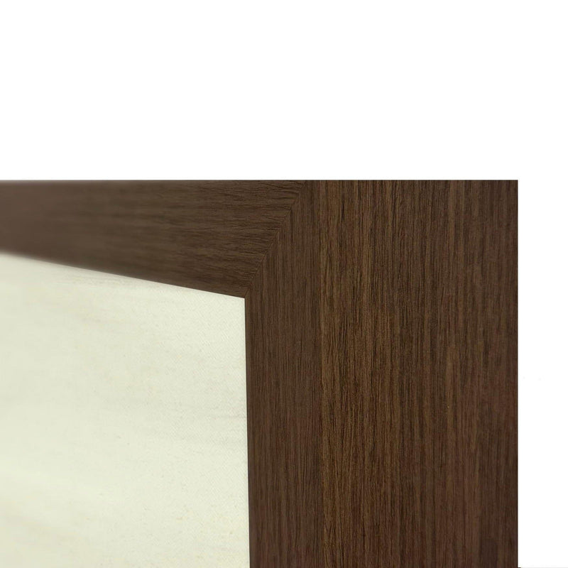 Wooden frame corner detail for a dark abstract painting
