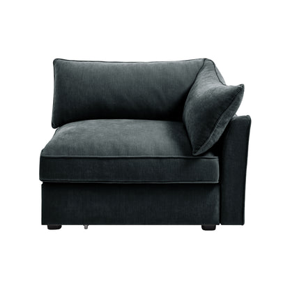 Right-Facing Velvet Sofa - Gray Velvet