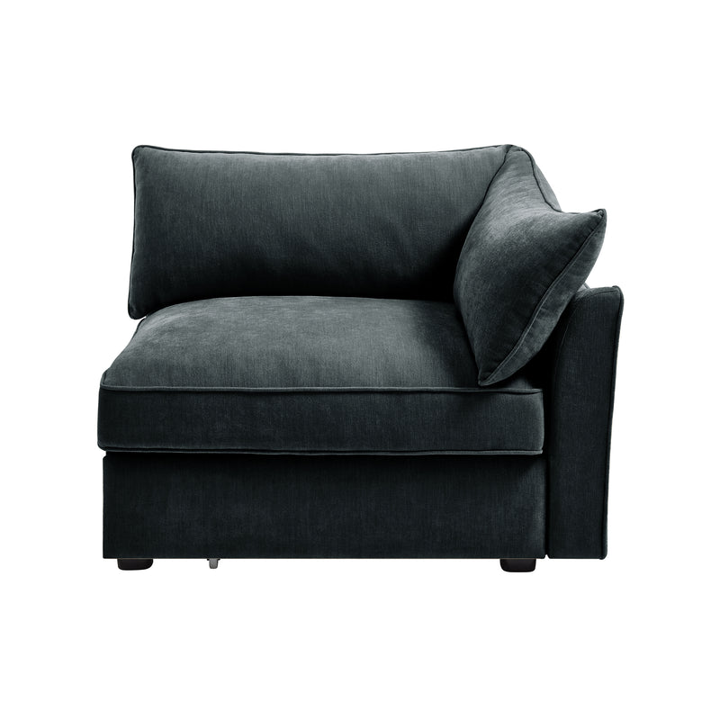 Right-Facing Velvet Sofa - Gray Velvet
