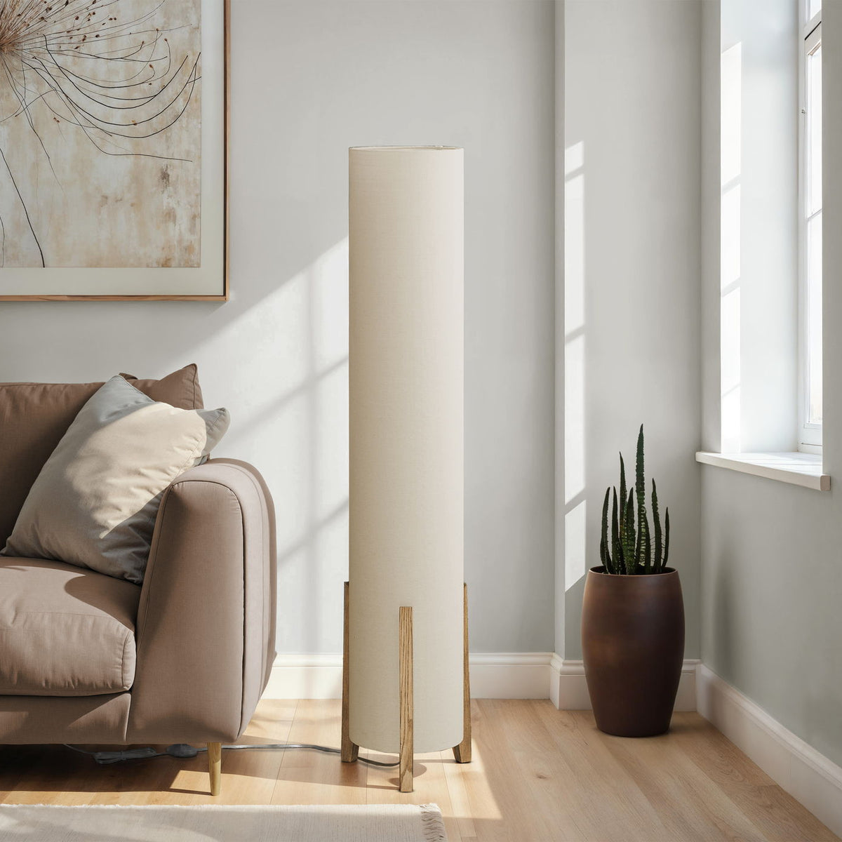Lighting, Floor Lamp, Wood Look, Contemporary - Brown