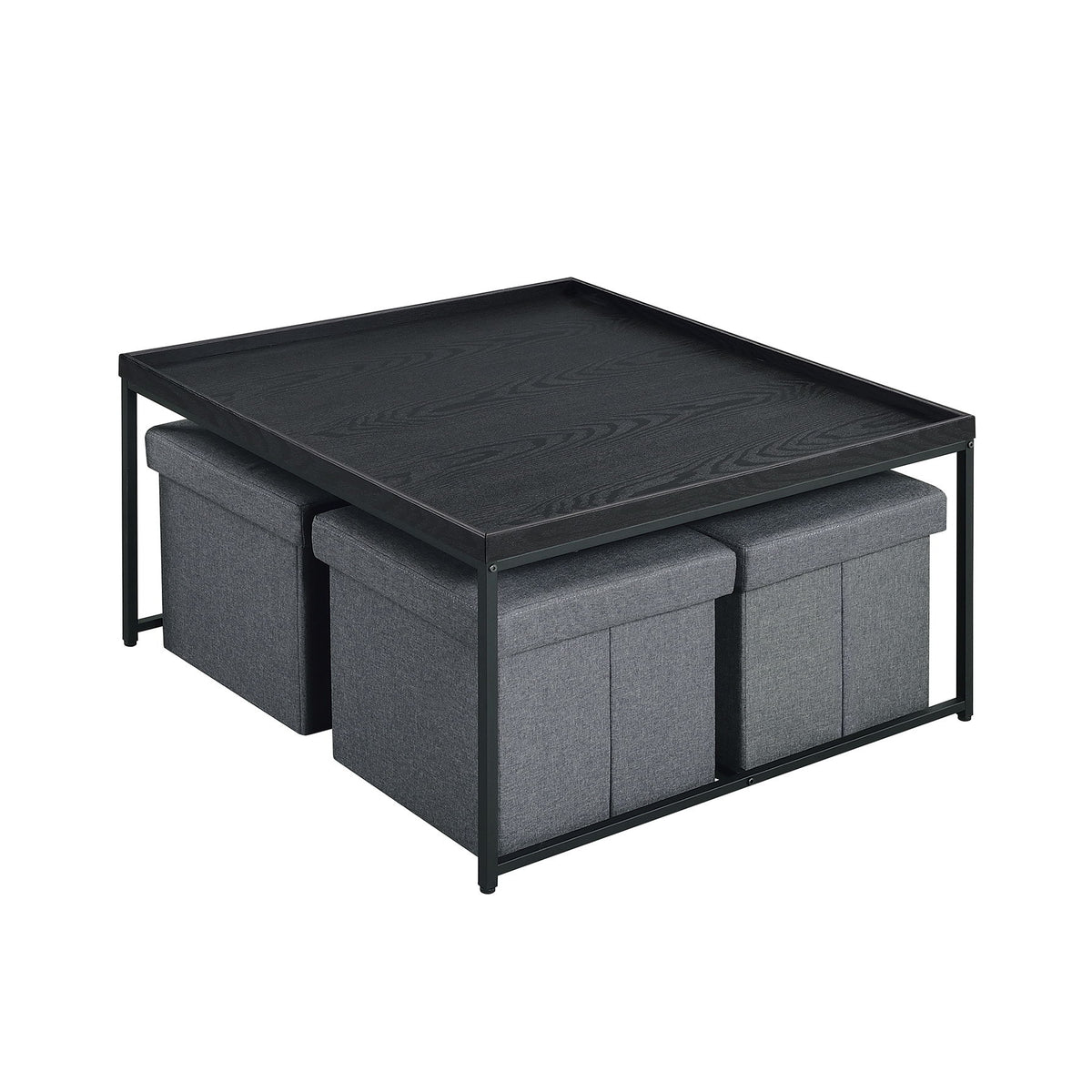 Vinny - Wood Grain Coffee Table Set With Raised Edges