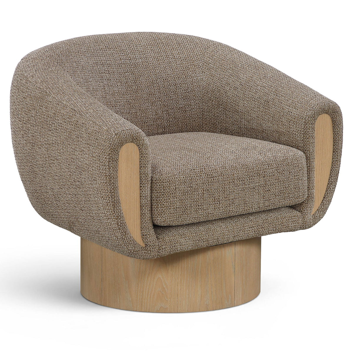 Avella - Interwoven Fabric Swivel Accent Chair - Light Brown Base