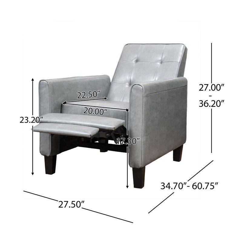 Wide Manual Club Recliner - Dark Gray