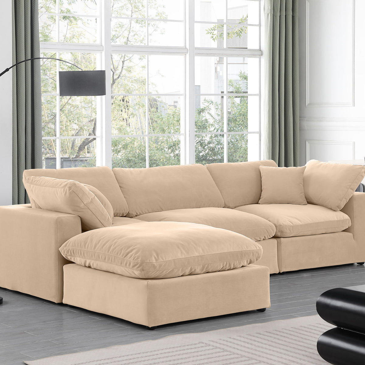 Comfy - 4 Piece Velvet Modular Sectional With Chaise