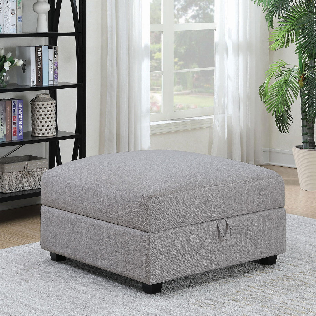 Cambria Square Upholstered Storage Ottoman Grey