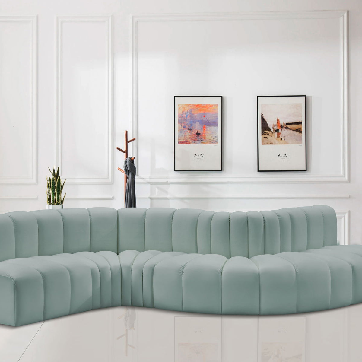 Arc - Faux Leather 6 Piece Curved Modular Sofa