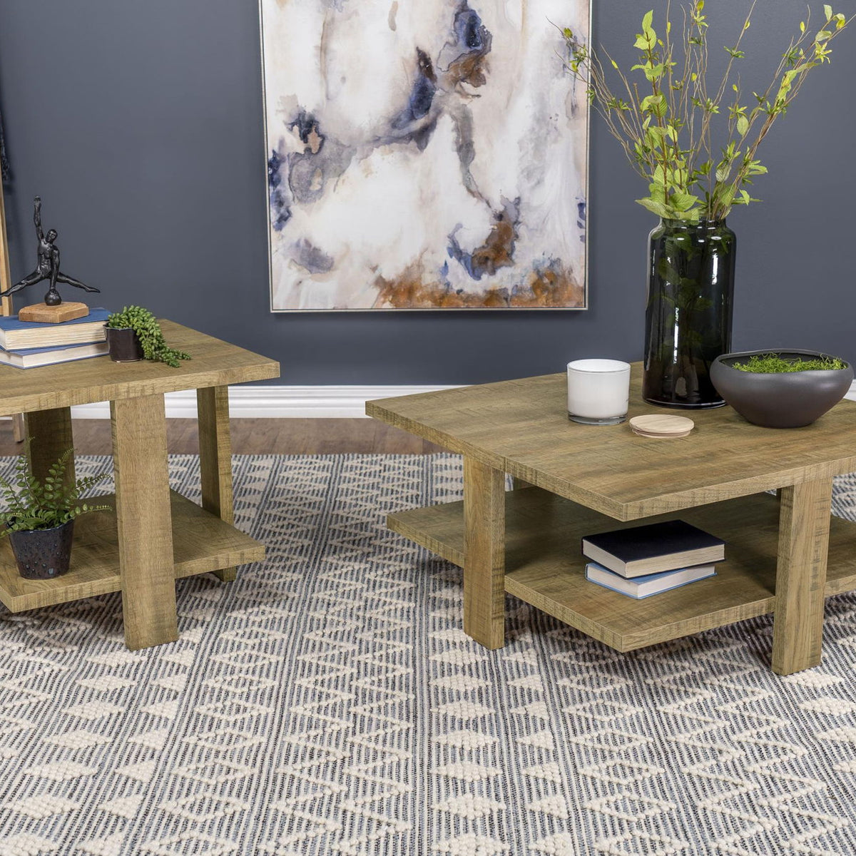 Dawn 2-piece Round Coffee and End Table Set Mango Brown