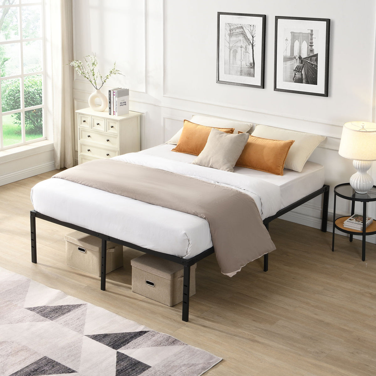 Heavy Duty Metal Bed Frame With Quiet Support