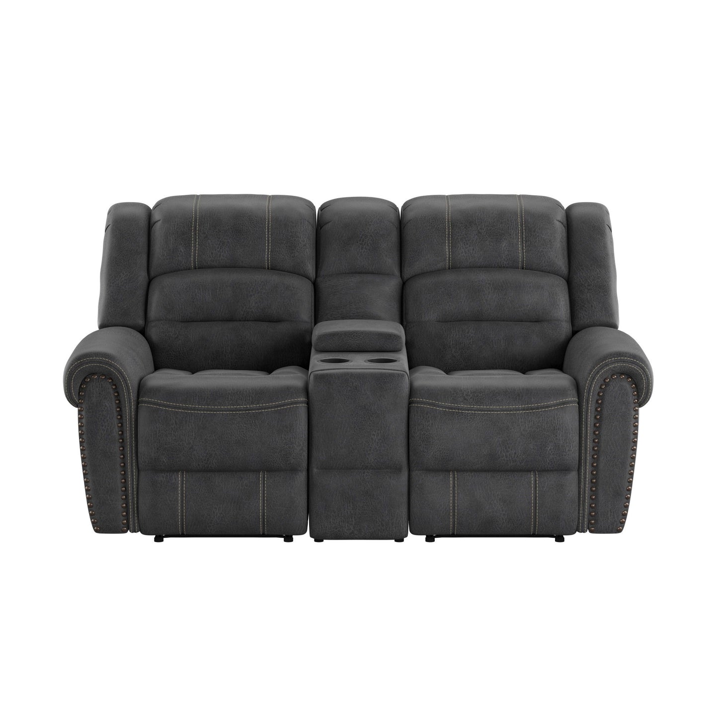 Ferrar - Reclining Console Loveseat - Gray