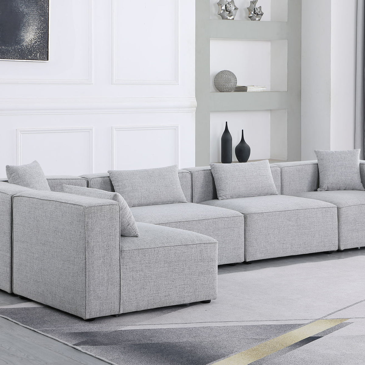 Cube - Linen 5 Piece Modular Sectional