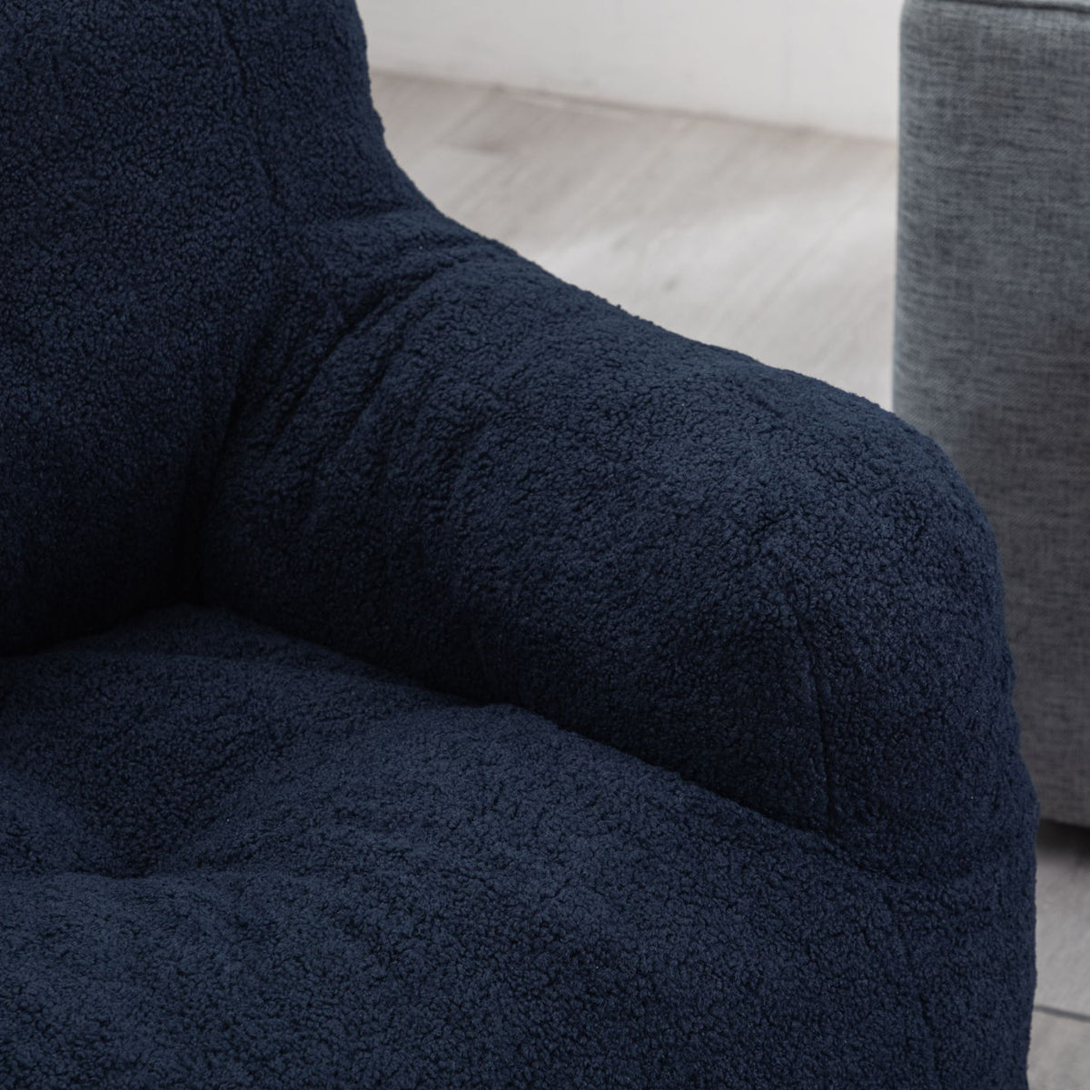 Soft Teddy Fabric Tufted Foam Bean Bag Chair With Teddy Fabric