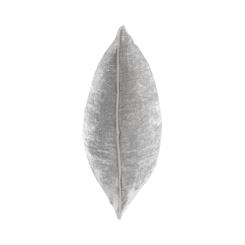 22x22 square pillow in gray textured fabric, angled side view