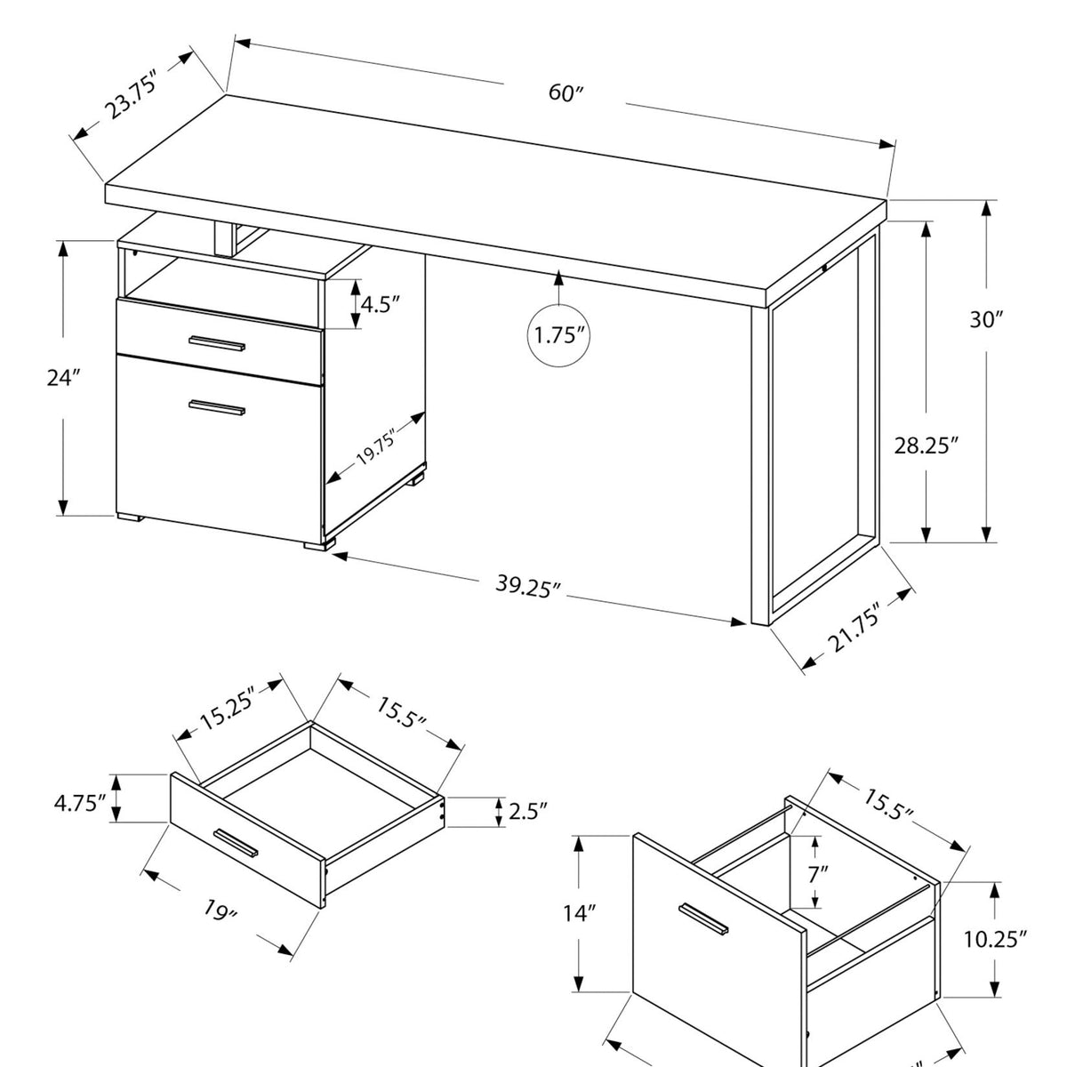 Computer Desk For Home Office, Laptop, Left Right Set - Up, Storage Drawers, Contemporary & Modern
