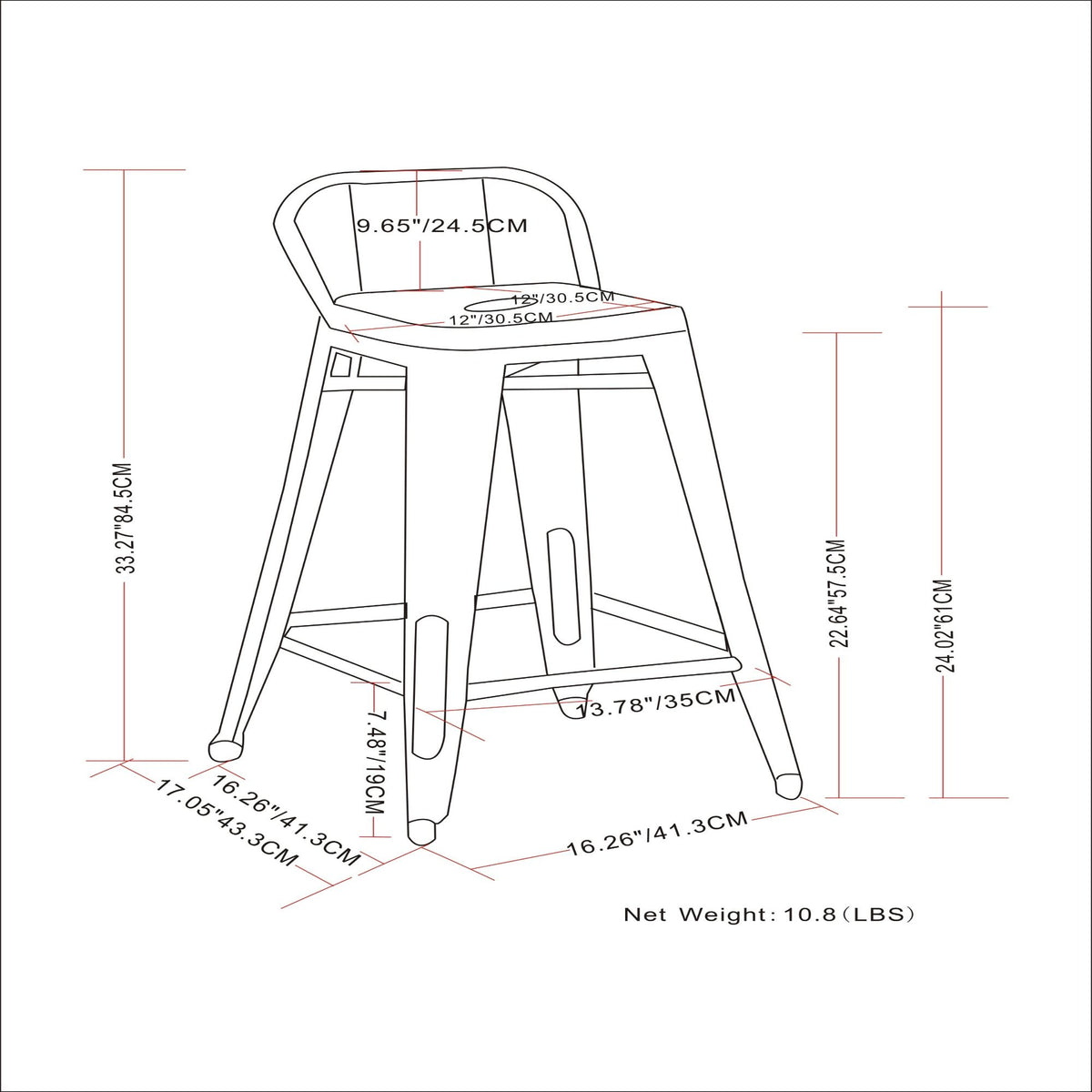 Rayne - Curved Back Metal Stool (Set of 2)