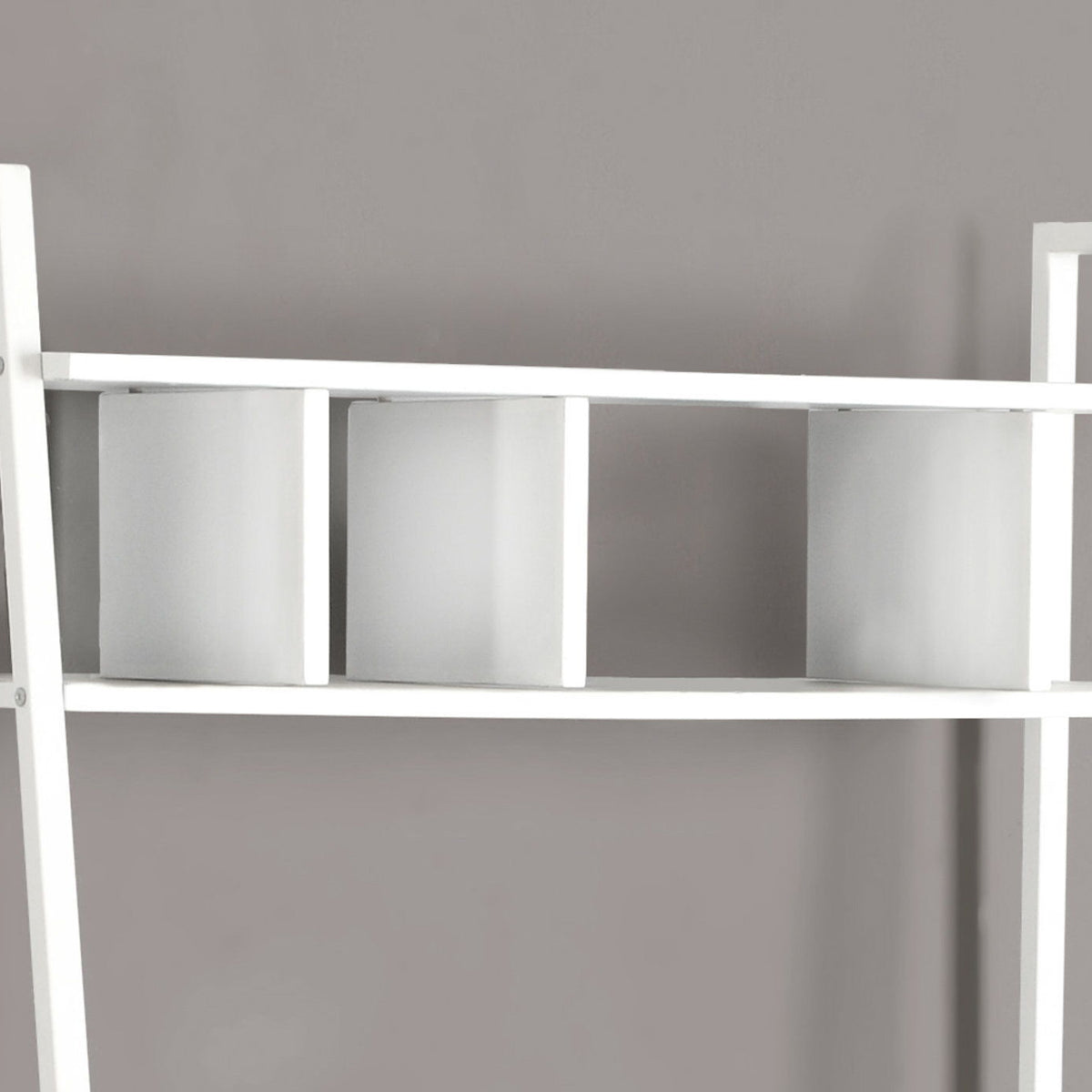 Computer Desk For Home Office, Laptop, Leaning, Storage Shelves, Contemporary & Modern - White