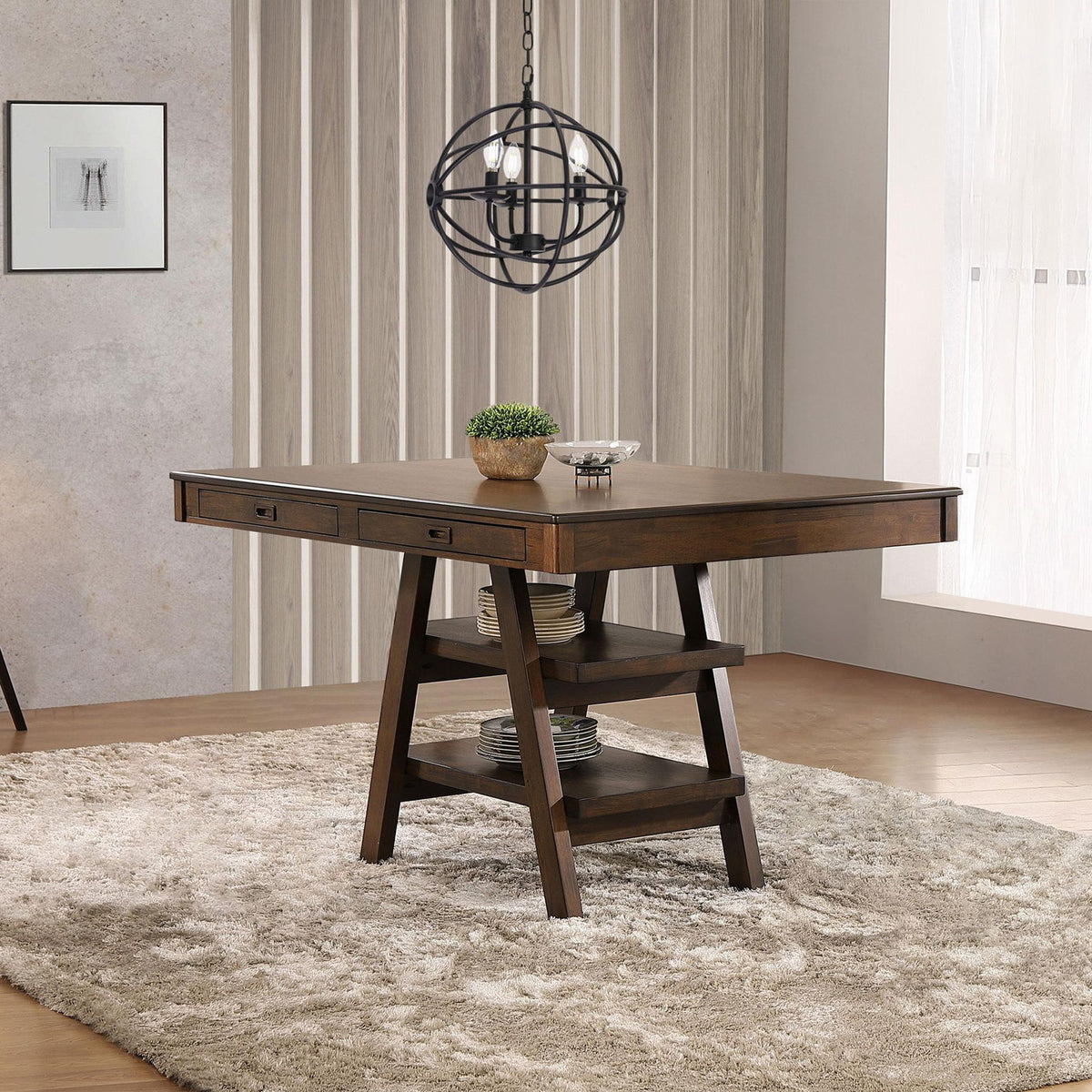 Dewey Rectangular 60-inch Counter Height Dining Table Walnut