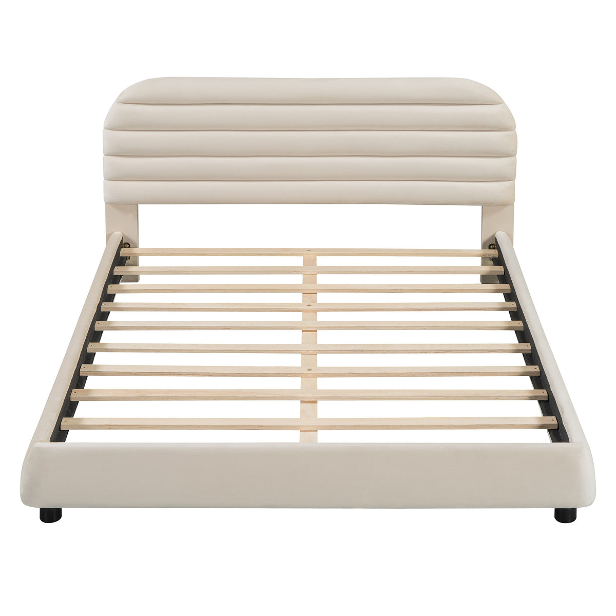 Upholstered Platform Bed Frame And Stylish Curve Shaped Design