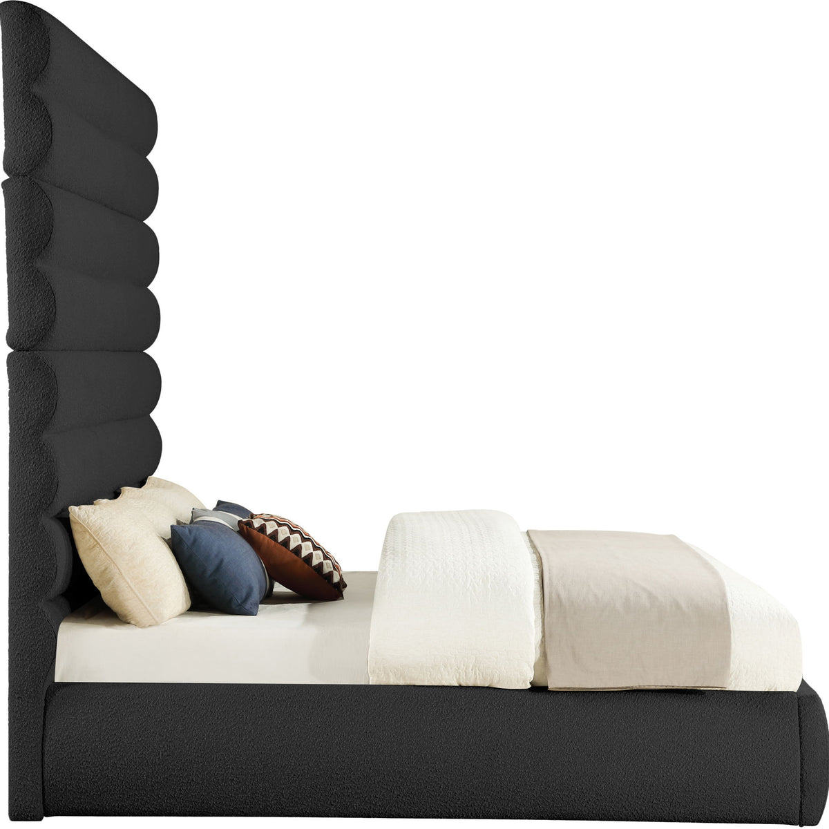 Adam - Boucle Fabric Bed With 89" Headboard