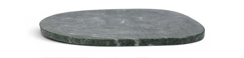 Livia dark green marble decorative tray, round top and thin stone side profile