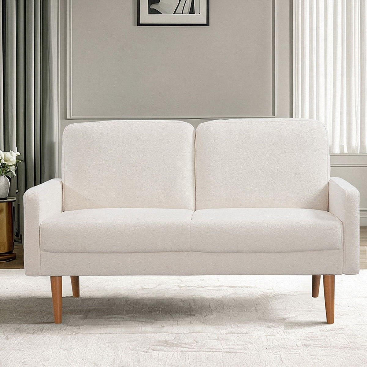 Loveseat Sofa, European Style With Sleek Design, Modern & Vintage Flair, Upholstered 2 Seater Couch