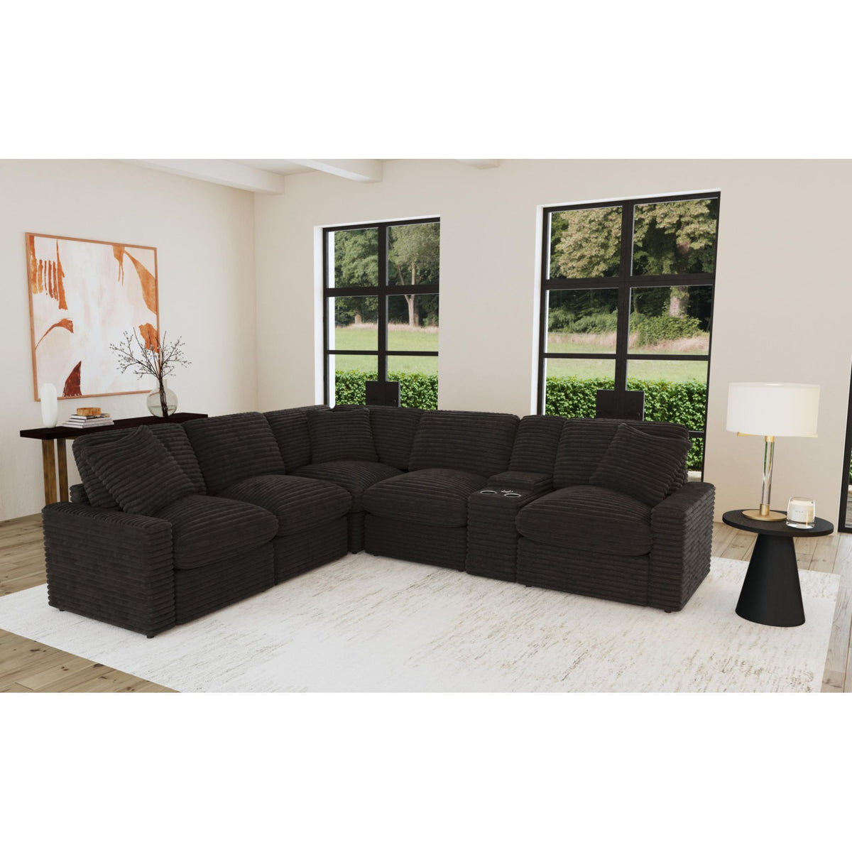 Corsicana - Sectional Corner With 1 Pillow 22" - Masis Espresso